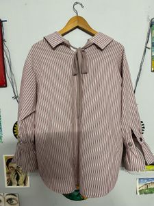 Striped Ruffle Sleeve Shirt 👔