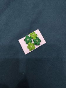Green Crochet Flower Earrings
