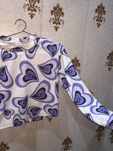 Pinteresty Heart Pattern Long Sleeve Top in purple