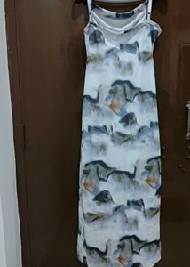 Marble Print Slit Dress