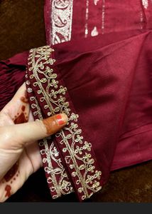 Maroon Embellished Suit Set