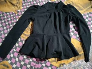Elegant Black Peplum Top