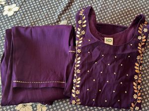 purple elegant kurta pant set