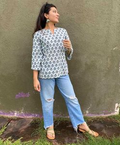 Floral Rayon Leaf Print Kurta Women