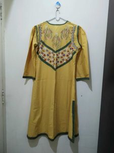 Embroidered Yellow Kurta And Pajama set