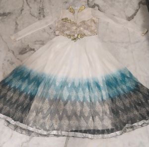 Beautiful Off White Gown With Two Tone Net Fabric