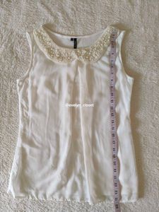 Pearl Collar Sleeveless Top