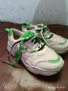 White and Green Shoes