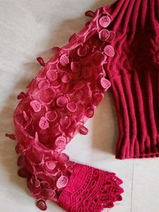 Red Floral Sleeve Sweater