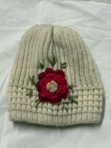 Floral Beanie with Crochet Flower