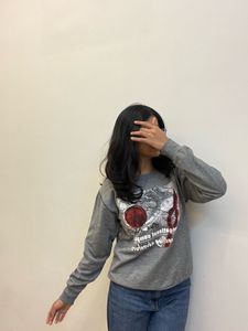 Grey Graphic Print Sweatshirt