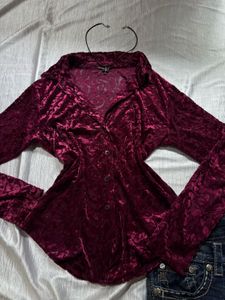 Gothic Vintage Velvet Mesh Fitted Shirt/Top