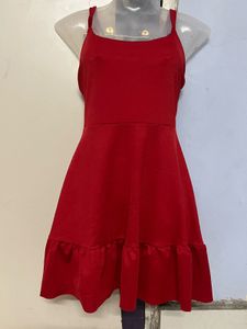 Pintrest Red Ruffle Hem Mini Dress