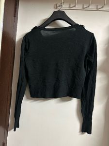 Black Cropped Cardigan