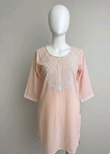 Peach Embroidered Kurti Top