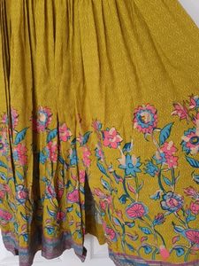 A-line Kurta with printed waistcoat