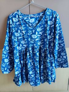 Floral Print Blue Top