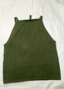 Olive Green Ribbed Tank Top