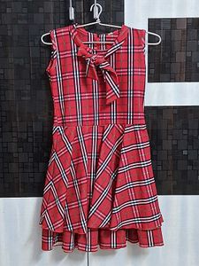 Girls Red Plaid Dress with Bow