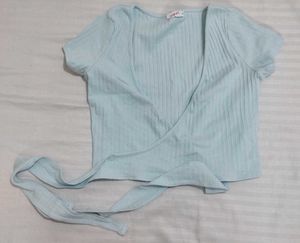 Baby Blue Wrap Top