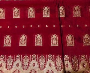 Maroon &amp; Gold Dress Material