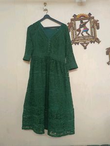 Forest green Lace pattern Dress