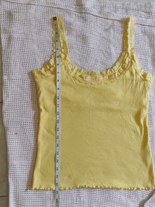 Yellow Lace Trim Tank Top