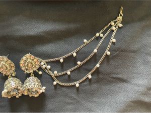 Earrings with Hair Chain