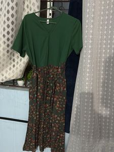 Green Floral Midi Dress