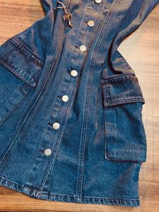Denim Button-Down Cut-Out Mini Dress