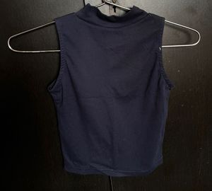 Blue turtle neck tank top