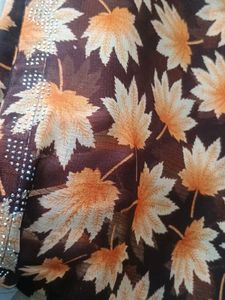 Elegant Brown Leaf Saree