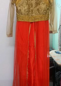 Orange & Gold Embroidered Gown