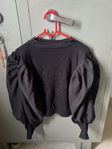 Black Puff Sleeve Top