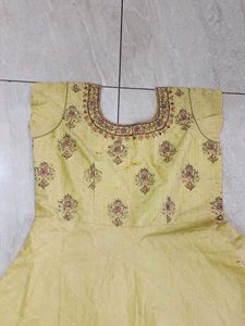 Yellow Embroidered Anarkali Dress