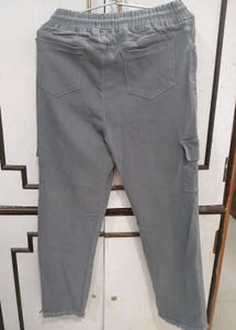 Gray Cropped Cargo Pants