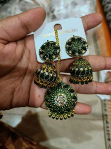 Emerald Green Indian Jewelry Set