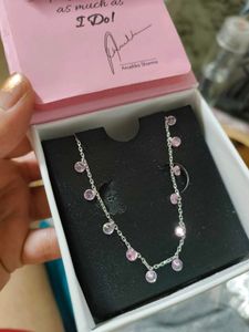Giva Pink Stone Silver Queens Necklace