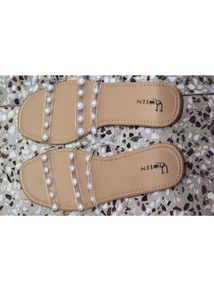 Pearl Embellished Flat Sandals