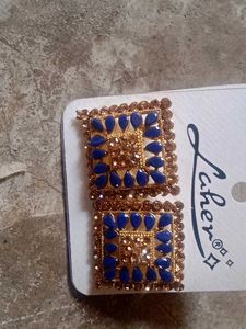 Blue & Gold Square Earrings