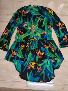 Tropical Floral Print Hi-Lo Dress