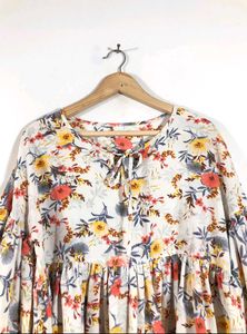 Floral Print Peasant Top
