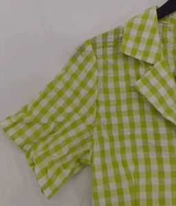 Green Gingham Crop Top