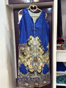 Pakistani Dubai Digital Print Elegant Blue Kurta