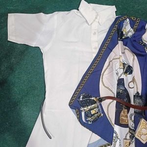 White Dress with Scarf