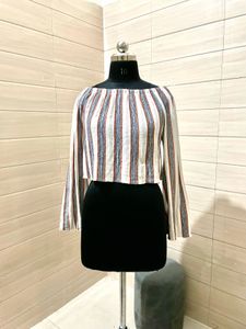 ZARA KNIT Striped Off-Shoulder Top