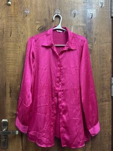 Cover Story Satin Fuchsia Pink Shirt
