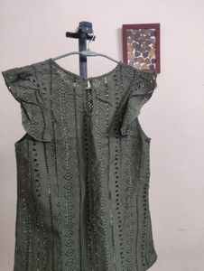 Green Ruffle Top