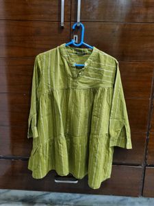 Cute Striped Green Kurti Short
