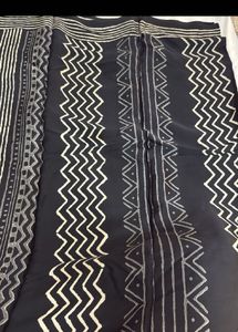 Hand block print satin saree